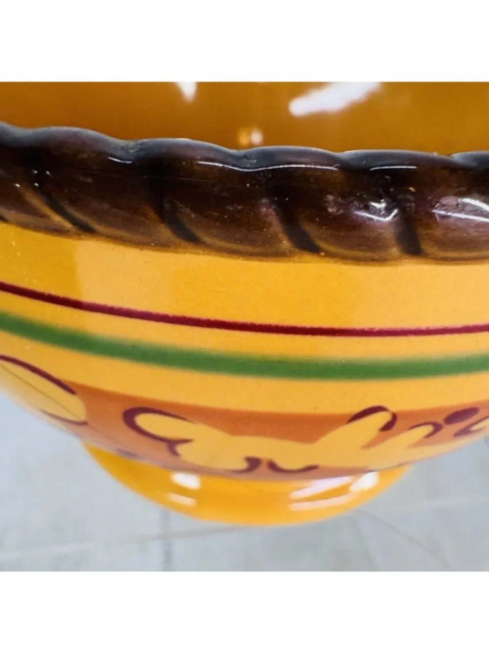 Celebrating Home TUSCAN Orange Yellow Stoneware Footed Soup Cereal Bowls Set 2